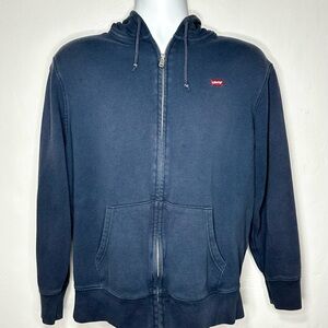 Vintage Levi's Men's Navy Blue Zip-Up Sweater